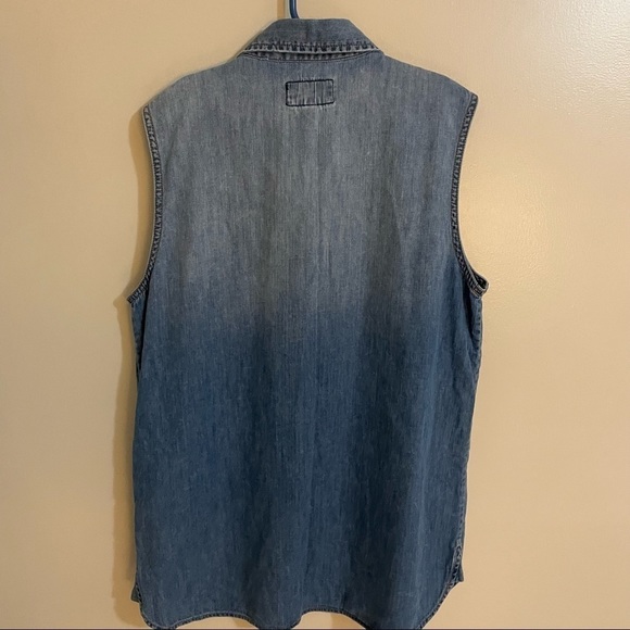 CURRENT/ELLIOTT The Sleeveless Perfect Denim Shirt “ SuperLoved Floral” - Picture 2 of 5